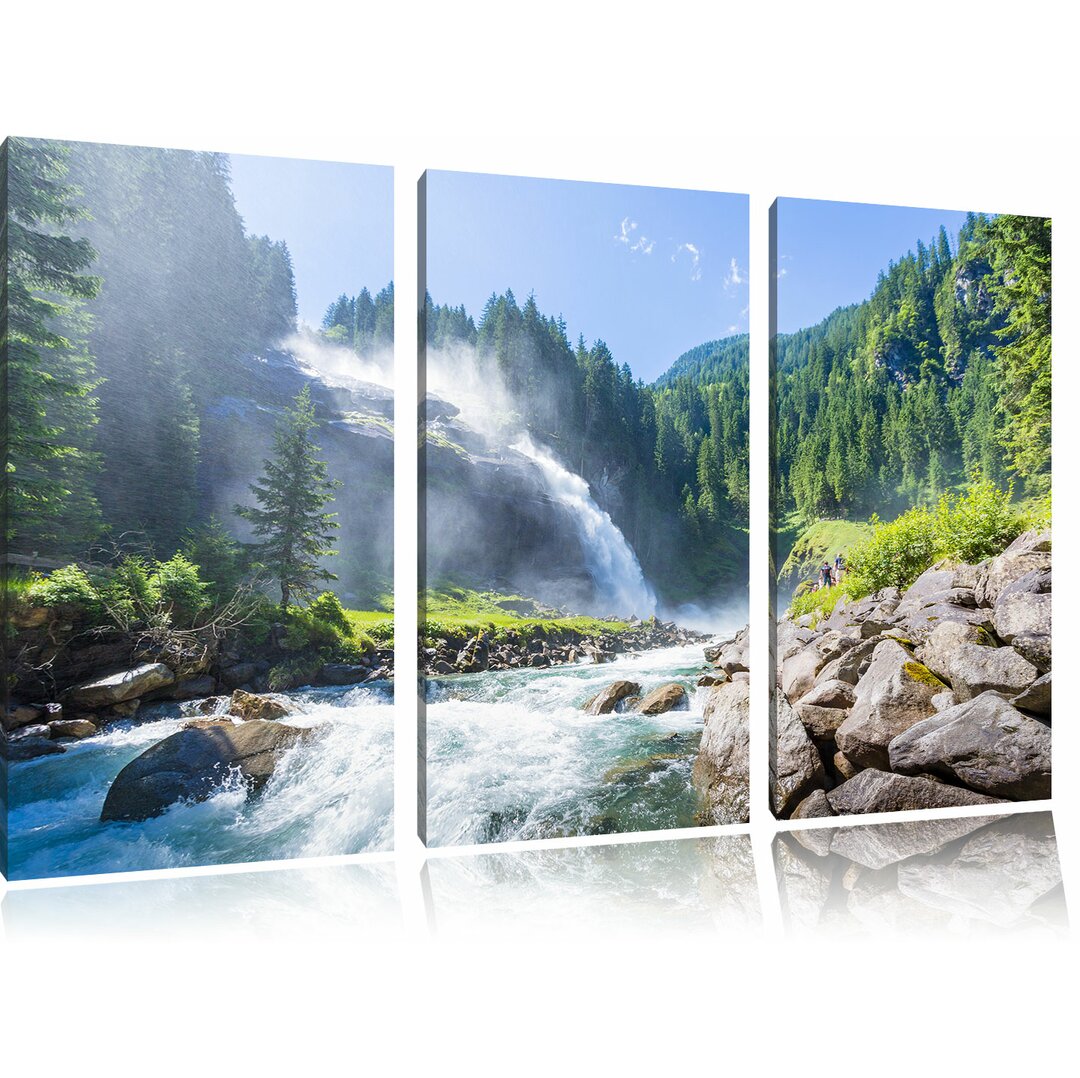 3-tlg. Leinwandbilder-Set Die Krimmler Wasserfälle im Nationalpark Salzburg, Fotodruck