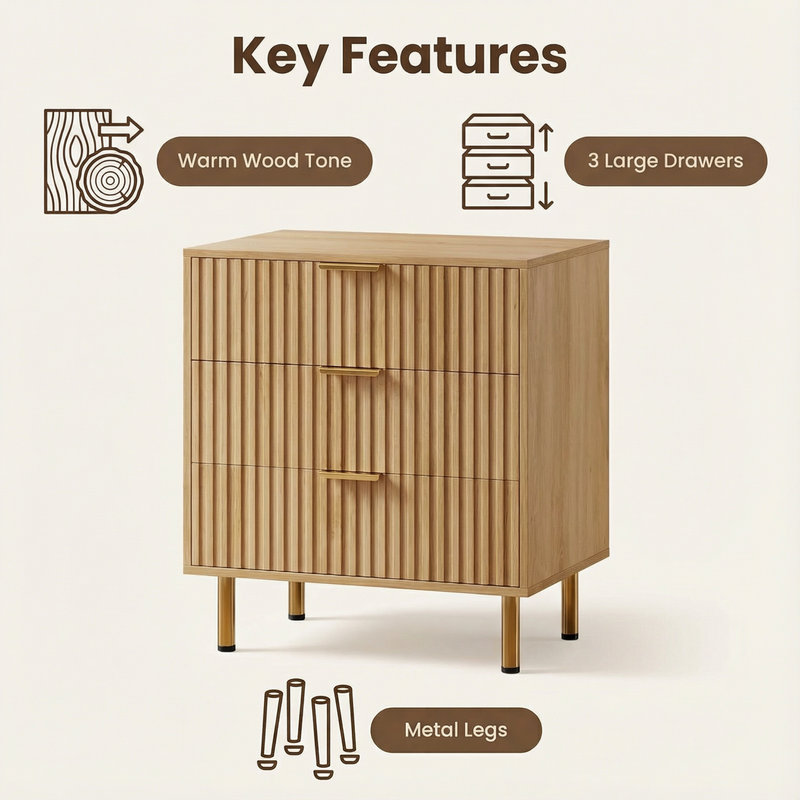 70 cm W Chest of 3 Drawers