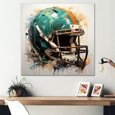 Vintage Green Football Helmet - Sport Football Wall Art