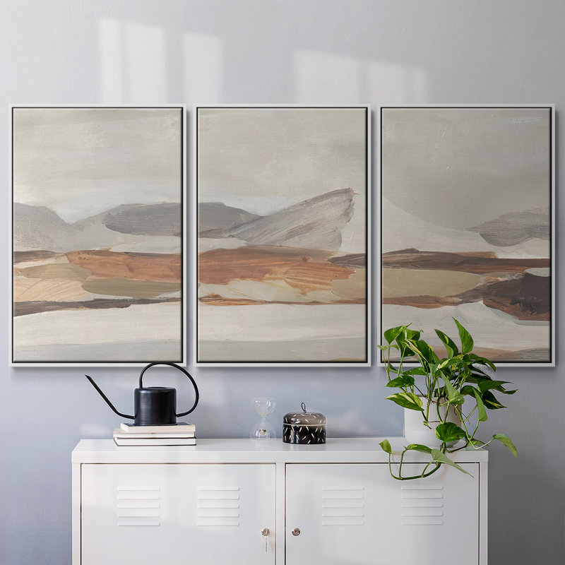 " Dusky Mountain II " 3 - Pieces Painting Print, White Framed, 40" H x 78" W