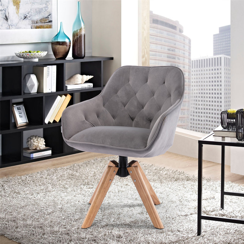Chaise longue en velours capitonné 22,44 po Caralyn, Velours gris