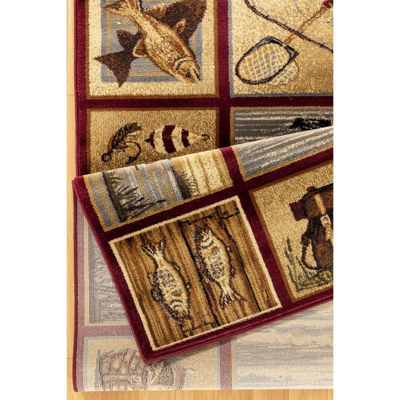 Red Polypropylene Lodge Area Rug, 2 Ft. X 3 Ft., Soft And Stain- Lodge-Style Rug In Polypropylene, Stain, Rectangle 2' x 3'