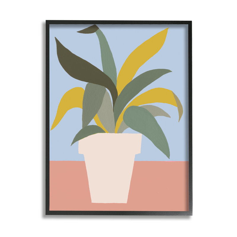 Plante d'intérieur en pot vert vert bleu rouge par Regina Moore - impression, H 30 po x l 24 po, Giclée encadrée noir minuit