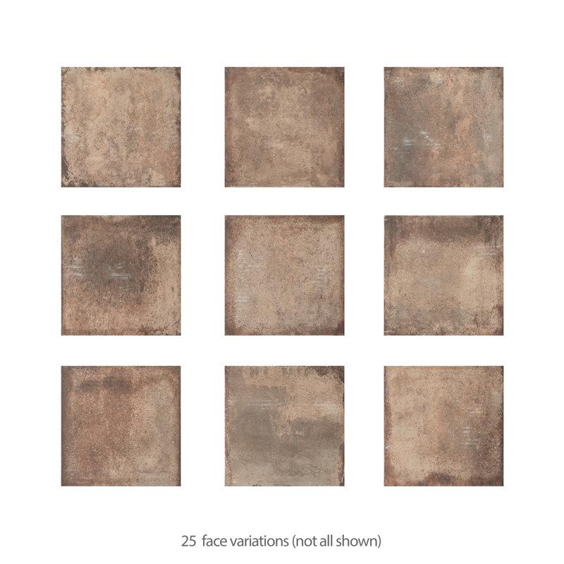 DAnticatto 9" x 9" Porcelain Wall & Floor Tile, Brown