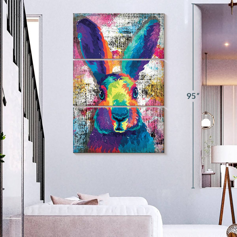 Brampt Colorful Rabbit Face, 74" H x 48" W