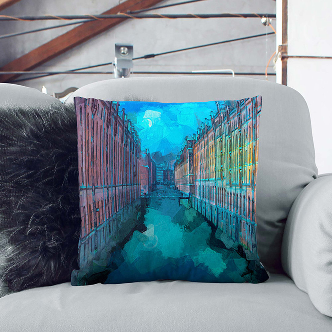 Canal Through Hamburg Cushion with Filling