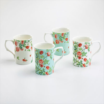 Scatter Rose Bone China Coffee Mug for 4 People