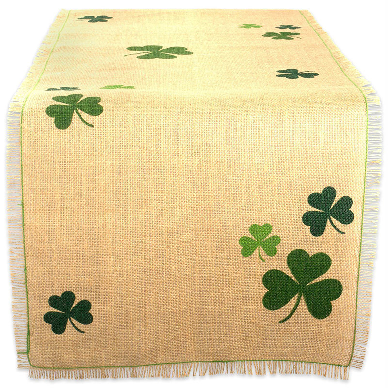 Poff Jute Shamrock Printed Table Runner