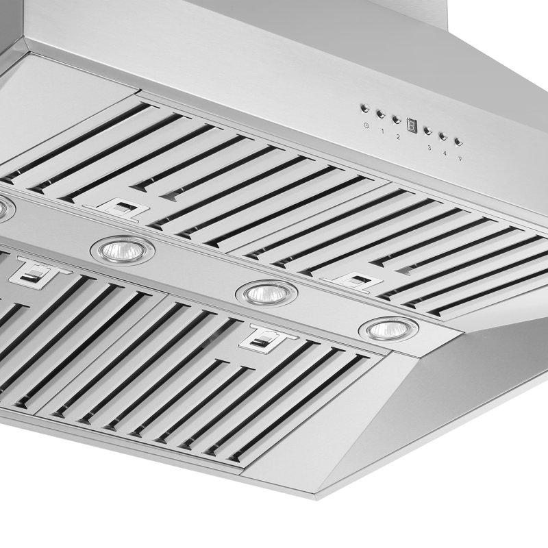 Orvieto 36-inch Wall Mount Range Hood, 1200 CFM Double Motor, 4 Speed Control, All Stainless Steel