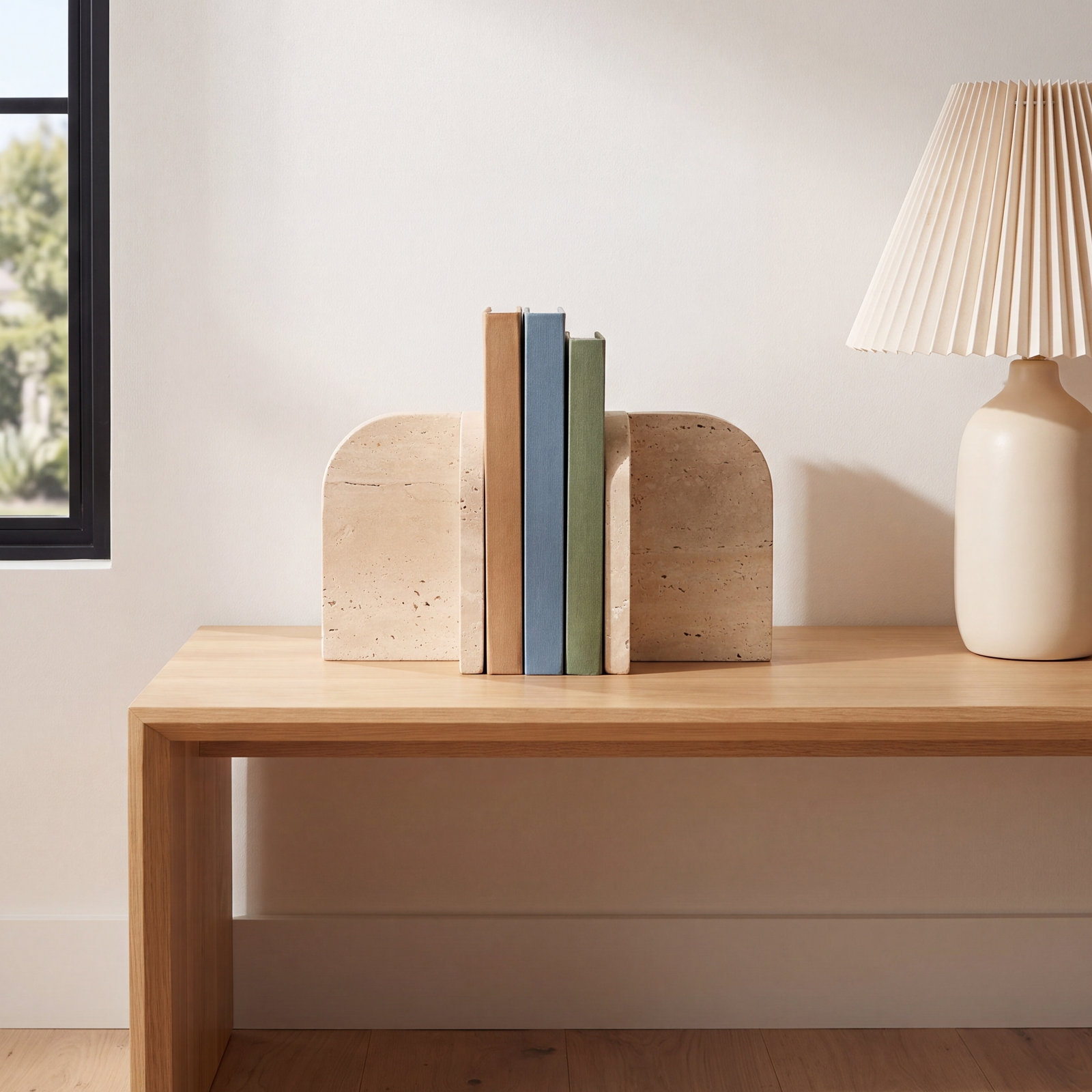 Arched Stone and Marble Bookends