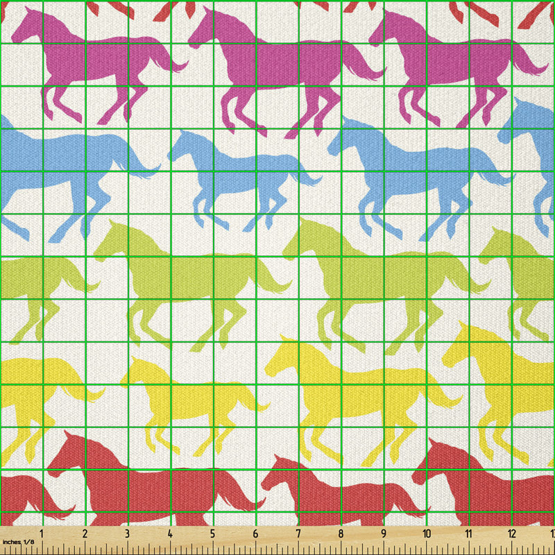 Cieria Rainbow Colours Giddy Pony Animal Art Retro Abstract Wild and Free Multi-Purpose Fabric