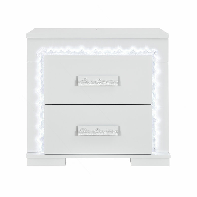 SILVER NIGHTSTAND WITH LED LIGHTS