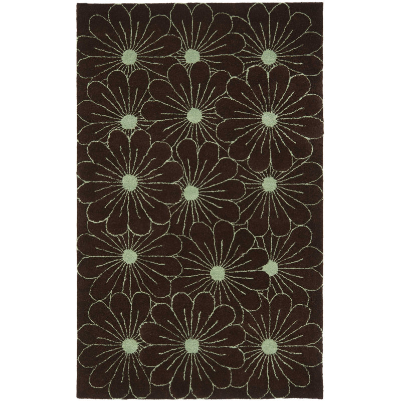 Avayah Soho Hand Tufted Wool And Viscose Floral Rug, Rectangle 5' x 8'