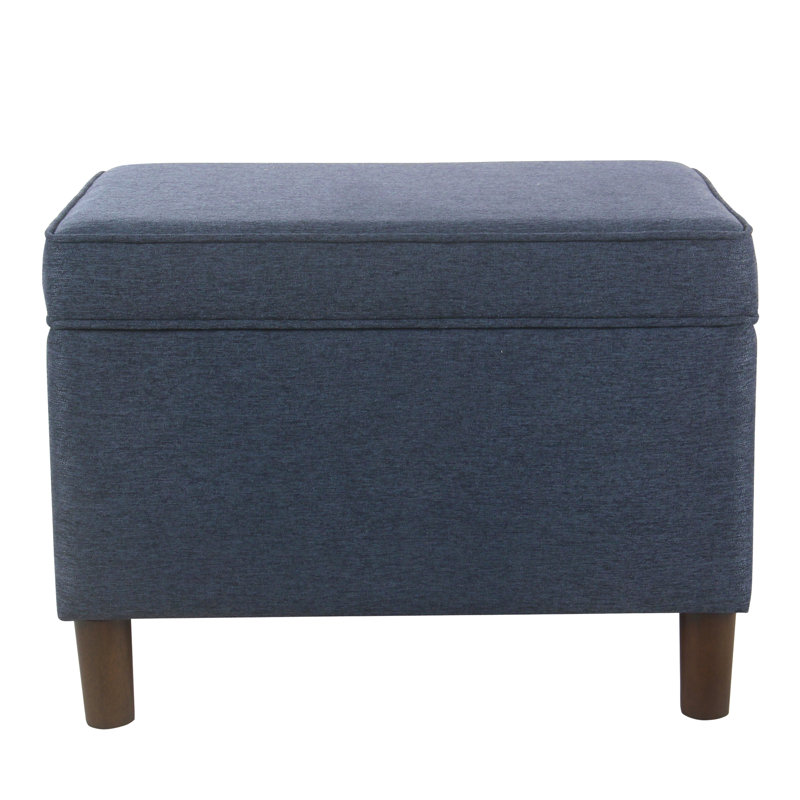 Kelemen Upholstered Ottoman, Blue Flat Weave