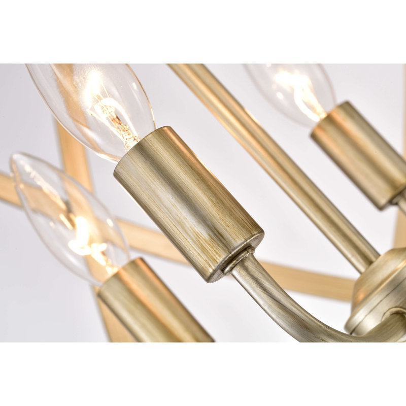 Malbon 4 - Light 18.9" Light Gold with Bronze Tone Candle Style Globe Chandelier