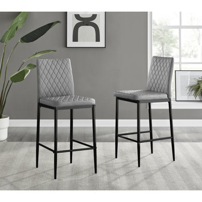 Milton Luxury Breakfast Bar Stool in Quilted Design Faux Leather - Modern Chic Kitchen
