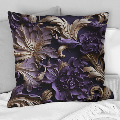 Deep Purple Glamorous Majesty - Floral Polyester Throw Pillow