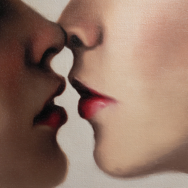 «First Kiss», art mural sur toile tendue, L 20 po x H 20 po x P 1,5 po