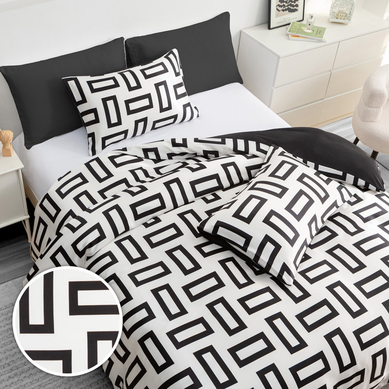 Premium Reversible Duvet Cover Set with Zipper Closure and Corner Ties, Kingsize Duvet Cover + 2 Bed Pillow Pillowcases 