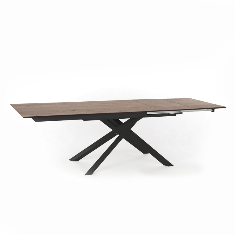 Rawley Extendable Metal Base Dining Table, Calacatta Marble, Black