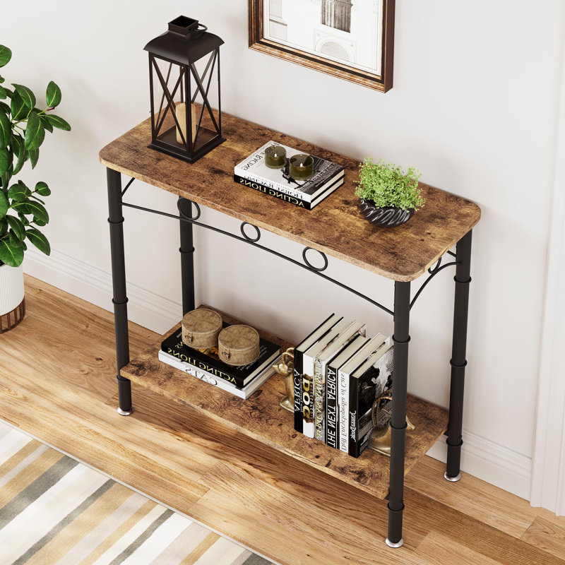Console Shamella, Plateau noir / structure noire, H 31,8 po x l 31,5 po x P 11,8 po