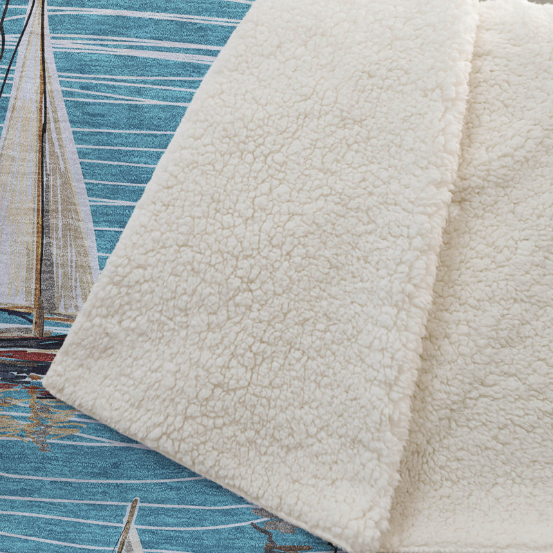 Couverture en sherpa One Pixie Street Teal 50" x 70", couleur sarcelle, Bleu sarcelle; ivoire; beige; or; épice; noir