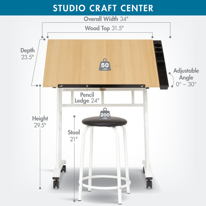 Crafton Adjustable Metal Base Drafting Table