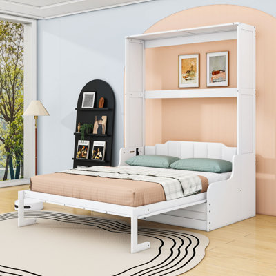 Space-Saving Queen Murphy Bed with Sofa and Headboard