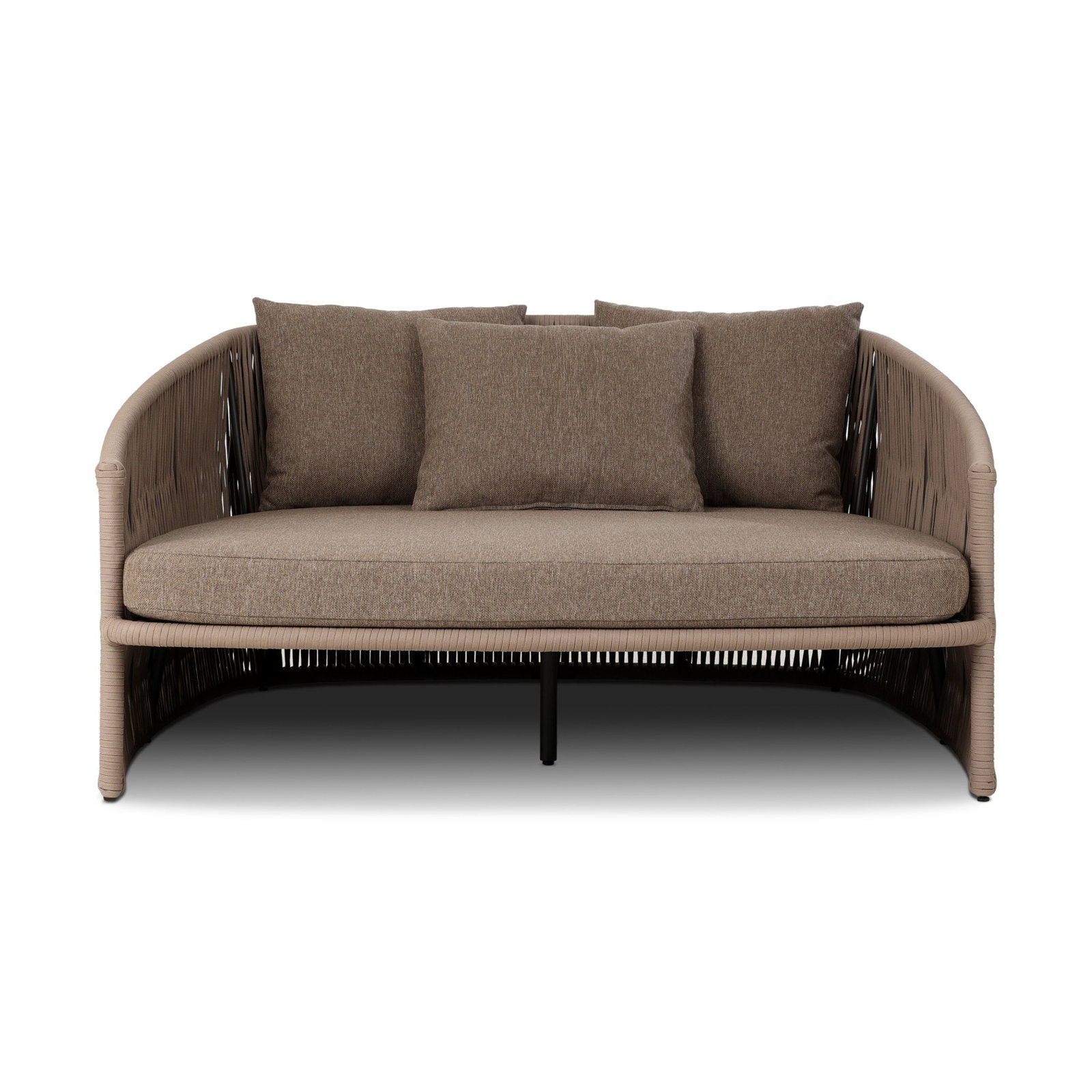 Ailena 61.5'' Wide Rounded Back Wicker Patio Daybed with Cushions, Ellor Brown/Bronze