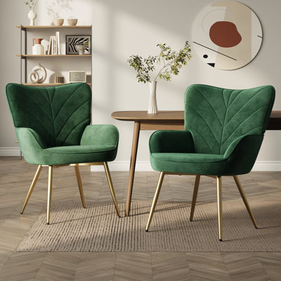 Plush Velvet Upholstered Armchair with Metal Legs
