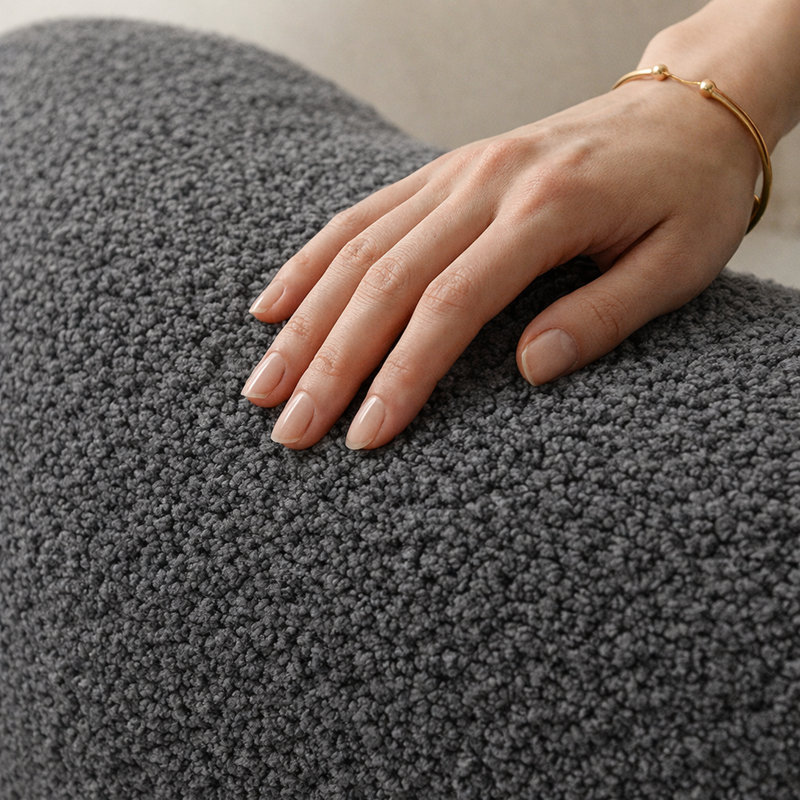 Canapé modulaire incurvé à 3 places de 110,24 po de hauteur, avec selle bouclée moderne Sherpa, Teddy - gris