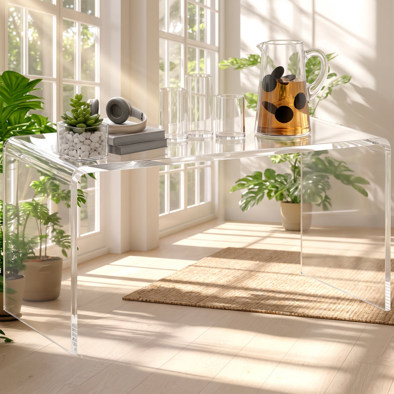 Table basse en acrylique moulé transparent l 32 po x P 16 po x H 16 po