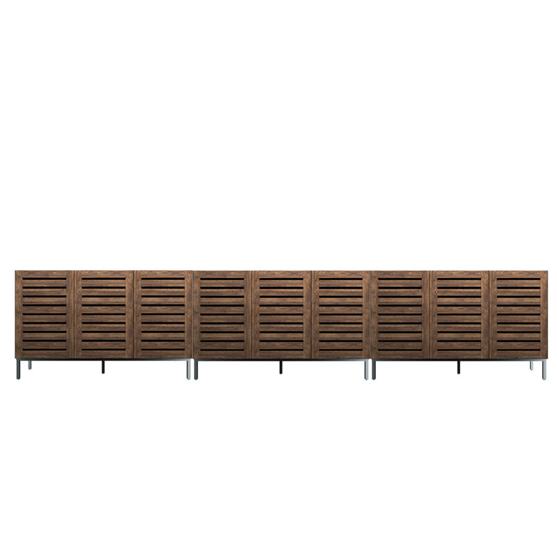 Farmhouse Huge 142 in. W Sideboard Buffet Accent Storage Cabinet with Strip Skeleton Door and Adjustable shelves (set of 3)