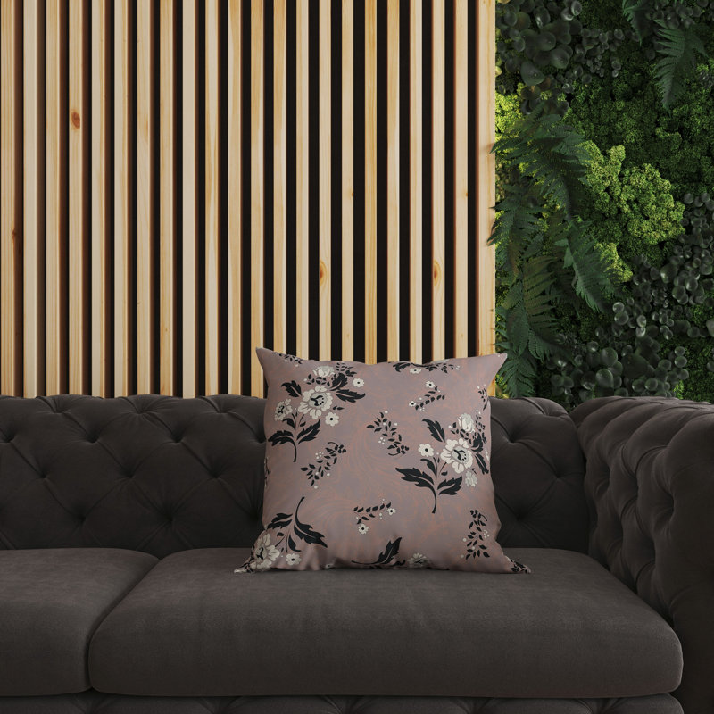 Coussin décoratif réversible à motif floral Meadow Strokes, H 16 po x l 16 po, Noir / rouge / multicolore