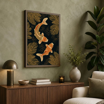 Dancing Koi Boho 1 Piece Wrapped Canvas Wall Art