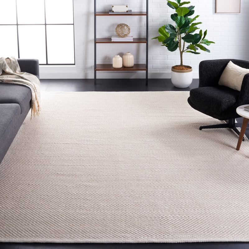 Razika Flat Weave Wool/Cotton Rug in Ivory, Rectangle 8' x 10'