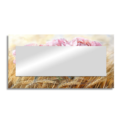 Peonies In The Wheatgrass Field II - Floral Decorative Mirror Wall Art - Printed On Metal