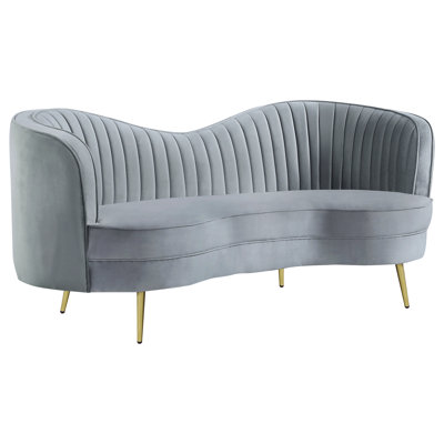 Grey And Gold Upholstered Loveseat