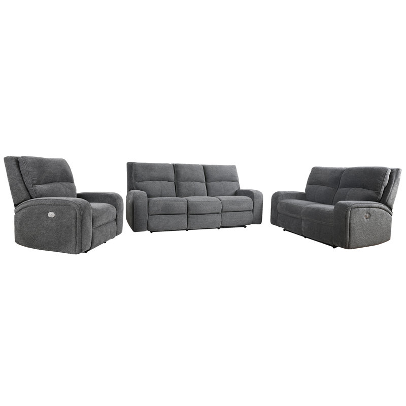 Ensemble de salon inclinable 3 pièces Polla, Gris Bizmark