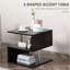 Table basse moderne noire avec tablette de rangement ouverte en forme de S à 3 niveaux - parfaite pour le salon, la maison ou le mobilier de bureau
