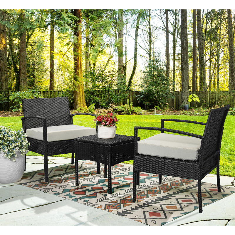 Ensemble de conversation en rotin avec coussins 3 pièces Holmsten, Brun clair