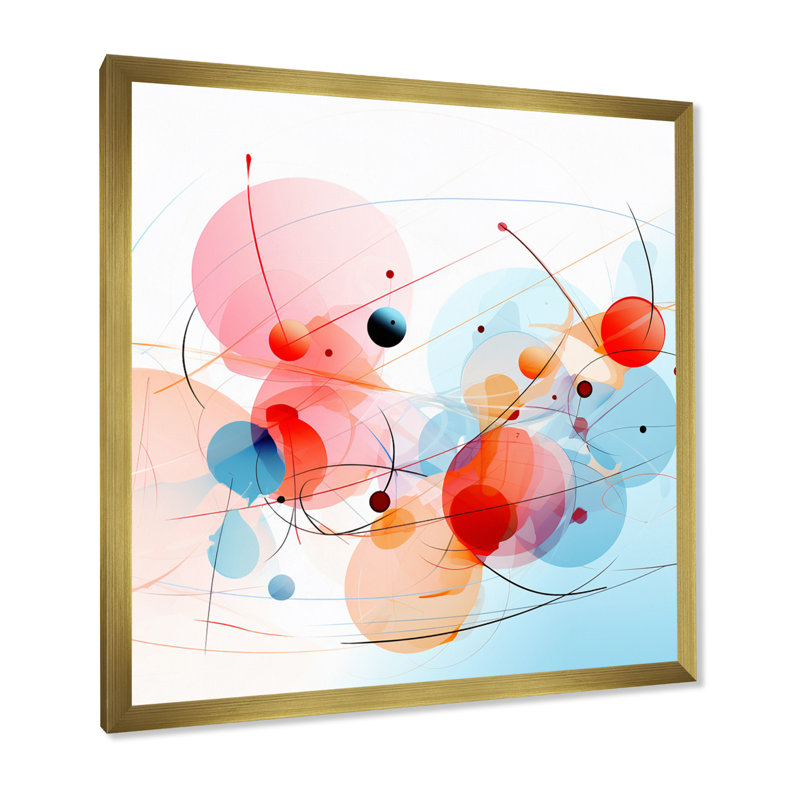 Motif géométrique circulaire minimaliste - imprimé, Cadre doré à une seule photo, H 30 po x l 30 po x P 1 po