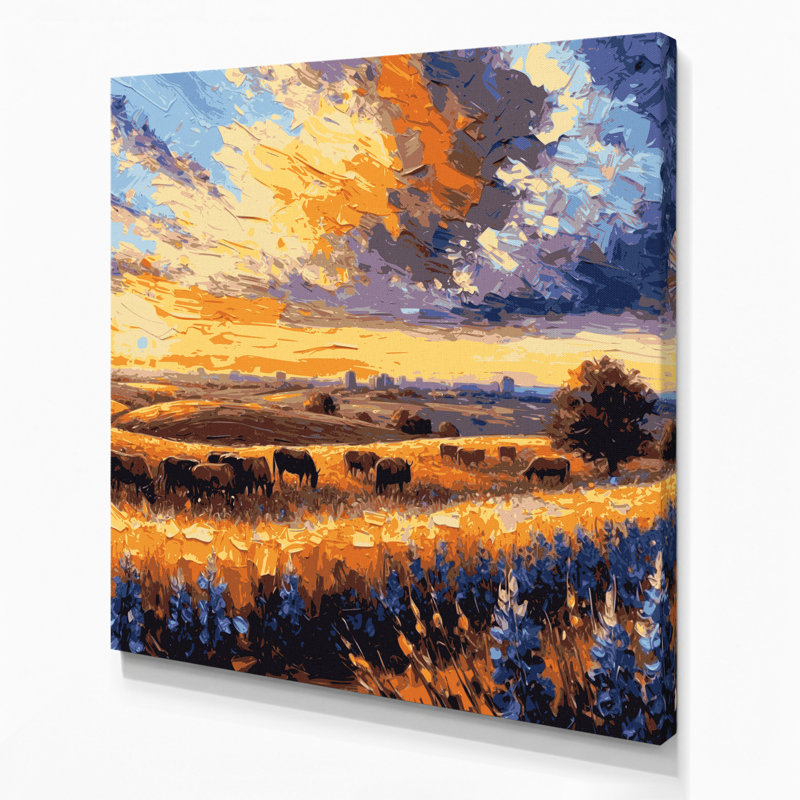 USA State Texas Brown Canvas Wall Art, 32" H x 32" W