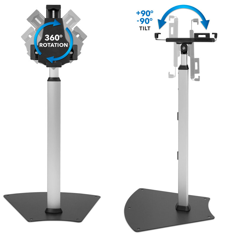 Adjustable Silver and Black Anti-Theft Tablet Floor Stand
