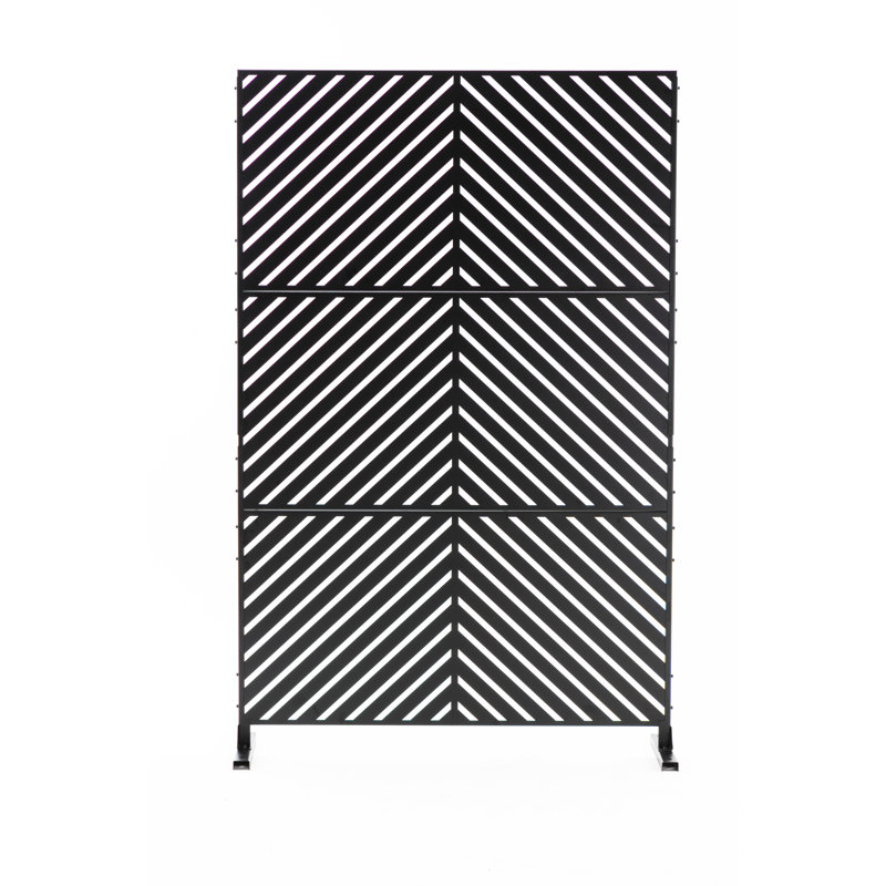 Panneau d'intimité en métal avec motif 4 pi. Stanaford, Forme de lignes parallèles, Noir
