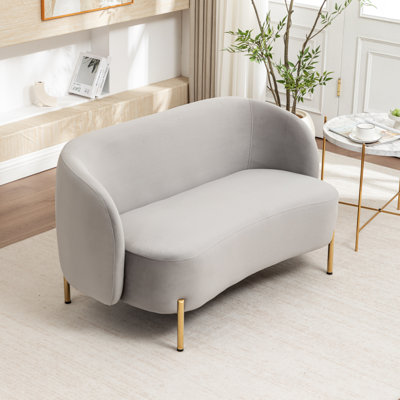 Ada Upholstered Velvet Loveseat With Gold Legs