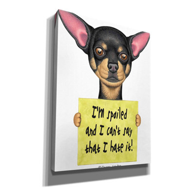 «Black Chihuahua Hold Sign» par Danny Gordon, art mural sur toile