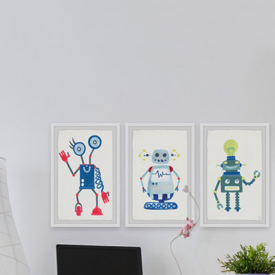 «Cool Robots» par Wirrindela, ensemble de 3 reproductions encadrées