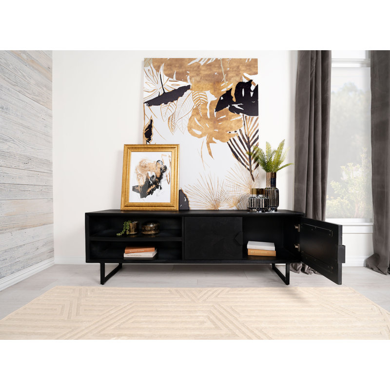 Marsden 2-door Mango Wood 70-inch TV Stand Charcoal Black