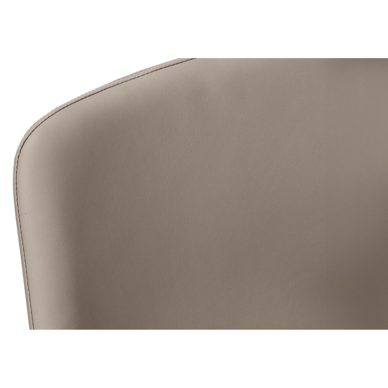 Chaise de bureau à hauteur de bar avec aspect en cuir brun et base en métal noir avec base rembourrée taupe douce